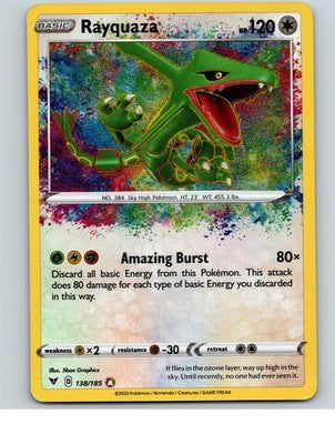 Rayquaza 138/185 Amazing Rare Vivid Voltage Pokemon Holo Near Mint