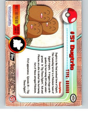 Dugtrio #51 Topps Trading Cards Series 1 Pokemon Near Mint