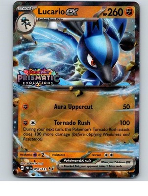 Lucario ex 051/131 Holo Double Rare Prismatic Evolutions Pokemon Near Mint