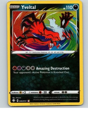 Yveltal 046/072 Amazing Rare Shining Fates Pokemon Holo Near Mint