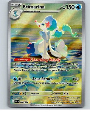 Primarina 088/084 Illustration Rare Pitch Black Pokemon Holo Near Mint