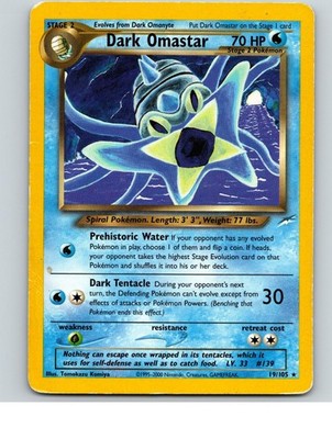 Dark Omastar 19/105 Rare Neo Destiny Pokemon Unlimited Heavily Played