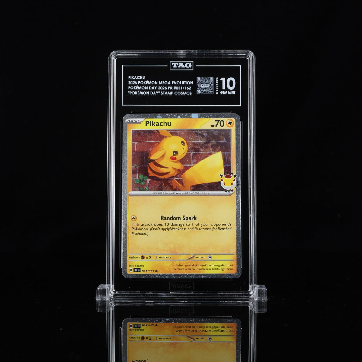 2026 Pikachu 051/162 Pokémon Day Stamped Cosmos Holo Promo TAG 10 w/ Guard