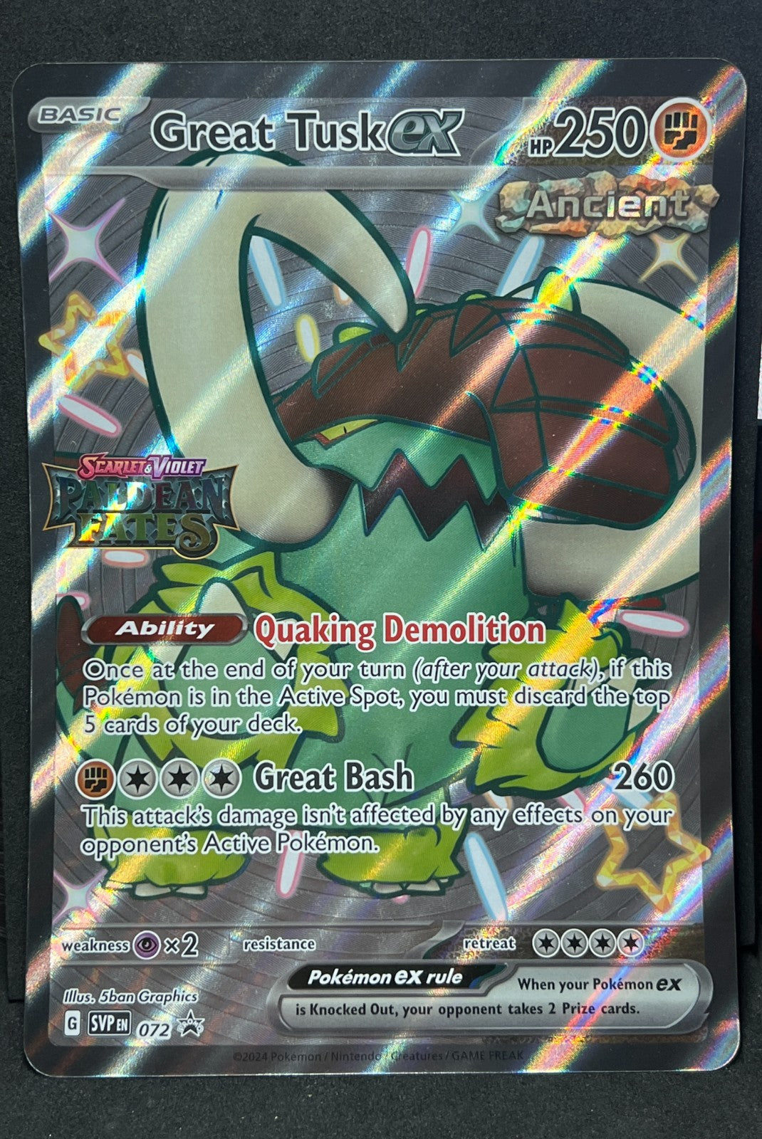 Pokemon Great Tusk ex 072 Near Mint Holo Jumbo Promo