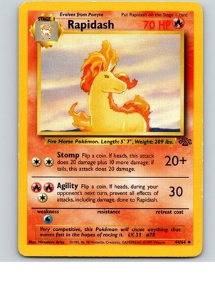Rapidash 44/64 Uncommon Jungle Pokemon Unlimited Moderately Played