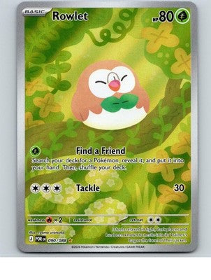 Rowlet 090/088 Holo Illustration Rare Perfect Order Pokemon Near Mint