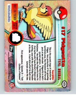 Pidgeotto #17 Topps Trading Cards Series 1 Pokemon Near Mint