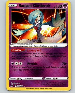 Radiant Gardevoir 069/196 Radiant Rare Lost Origin Pokemon Holo Near Mint