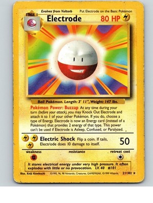 Electrode 21/102 Rare Base Set Unlimited Pokemon Moderately Played