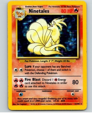 Ninetales 12/102 Holo Rare Base Set Unlimited Pokemon Near Mint