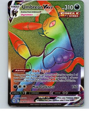 Umbreon VMAX 214/203 Rainbow Rare Evolving Skies Pokemon Holo Near Mint