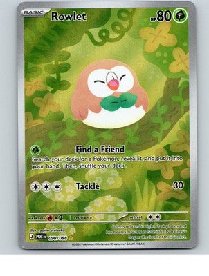Rowlet 090/088 Holo Illustration Rare Perfect Order Pokemon Near Mint