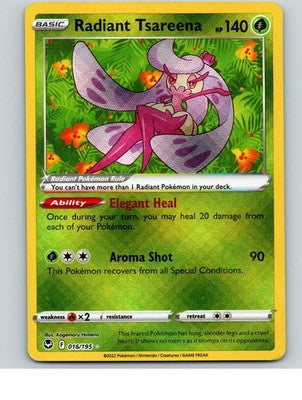 Radiant Tsareena 016/195 Radiant Rare Silver Tempest Pokemon Holo Near Mint