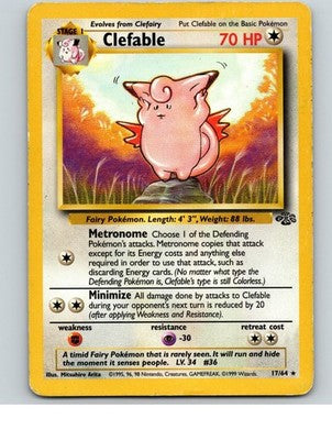 Clefable 17/64 Rare Jungle Pokemon Unlimited Moderately Played