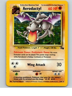 Aerodactyl 1/62 Rare Fossil Pokemon Unlimited Holo Lightly Played