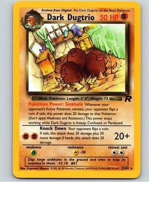 Dark Dugtrio 23/82 Rare Team Rocket Pokemon Unlimited Lightly Played