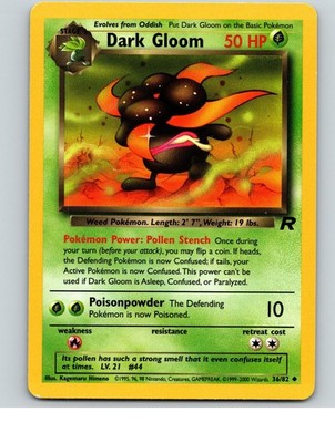 Dark Gloom 36/82 Uncommon Team Rocket Pokemon Unlimited Moderately Played